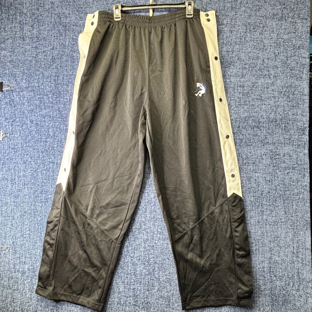 AND1 Basketball Pants Mens XL Black Polyester Relaxed Snap Side Track Pants